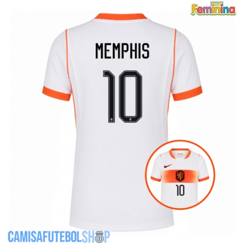 Camisa de time de futebol Países Baixos Memphis Depay #10 Replicas 2º Equipamento Feminina Mundo 2026 Manga Curta